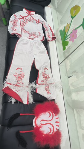 新款剪纸姑娘服装舞蹈演出服女两面穿民族秧歌服成人舞台表演比赛