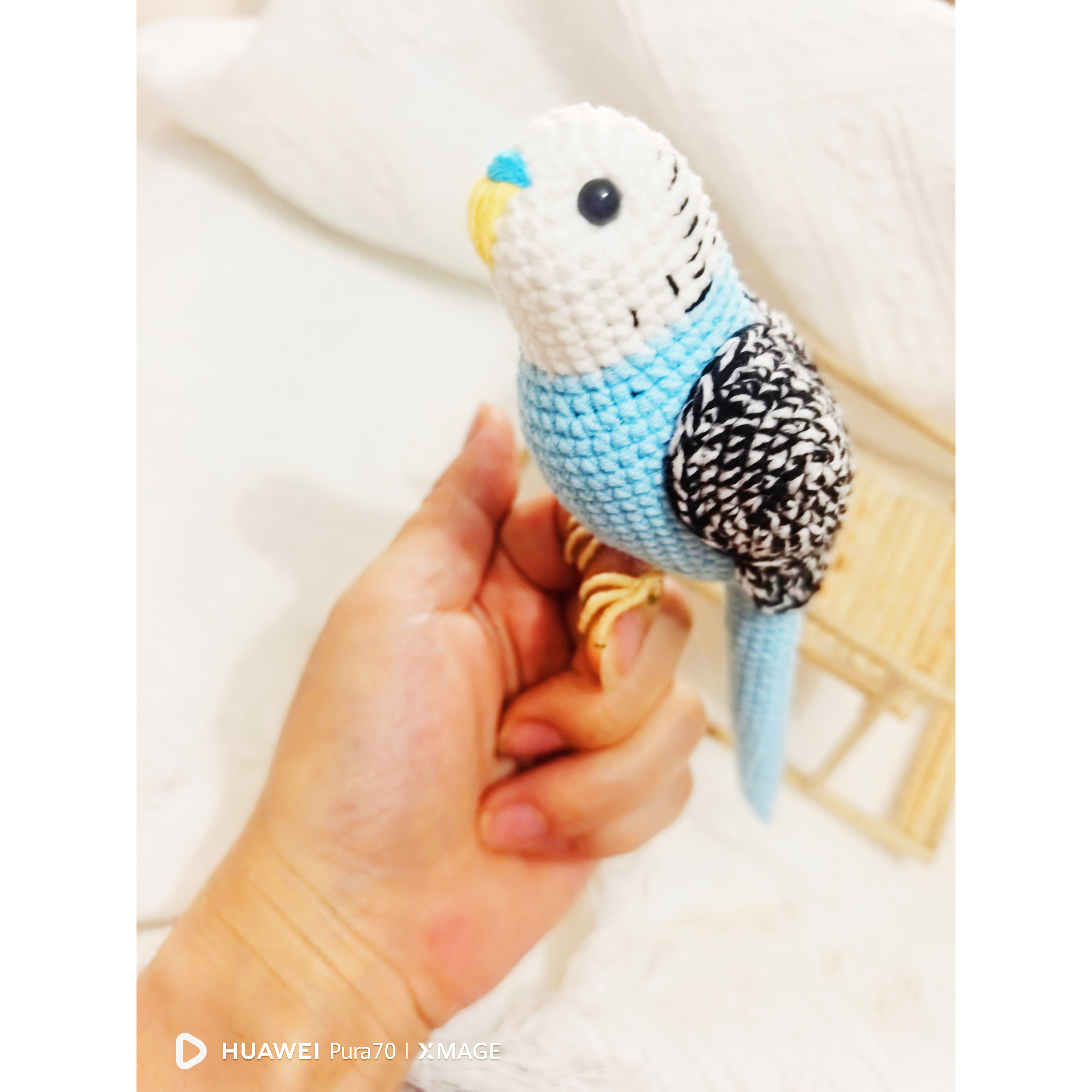 [成品] 手工钩织虎皮鹦鹉玩偶仿真鹦鹉玩偶挂件桌面装饰 儿童礼物