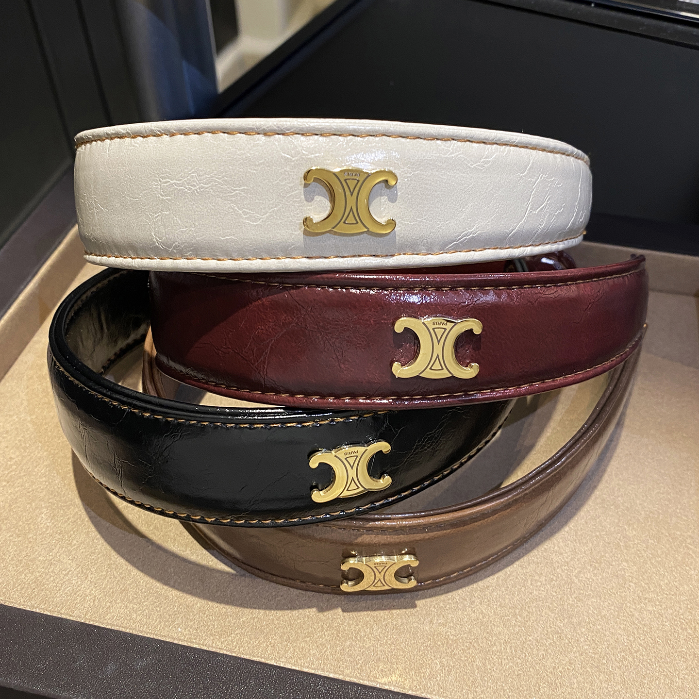 复古高级感~凯旋门pu皮宽边发箍