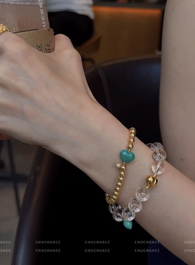 黄金店同款天然白水晶手串屁桃