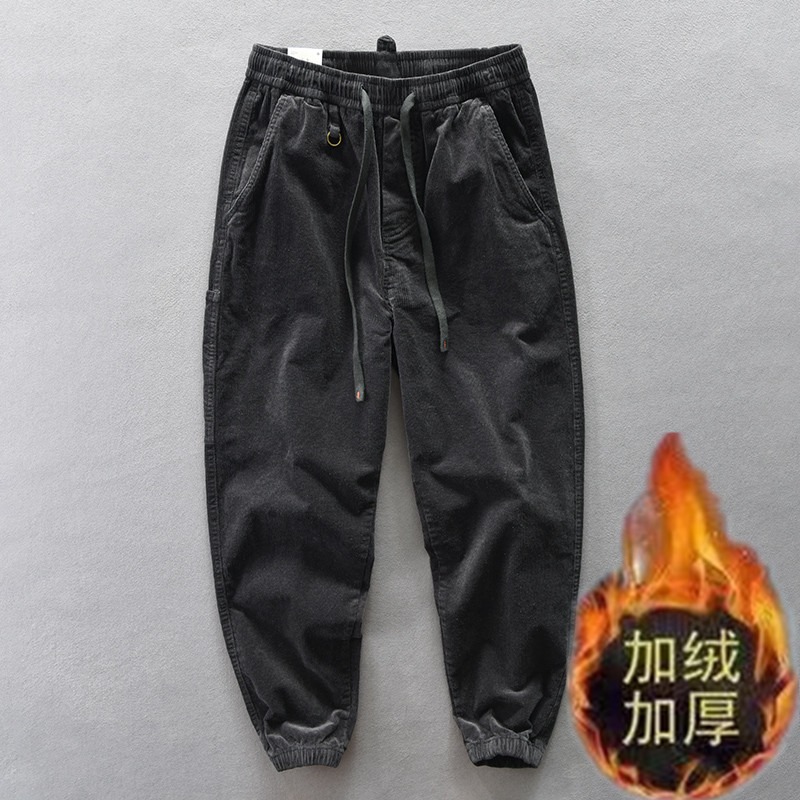 保暖宽松工装裤复古港风束脚裤