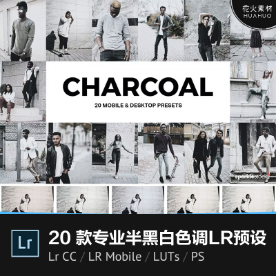 时尚高端专业半黑白色调人物摄影肖像照片滤镜lightroom预设素材