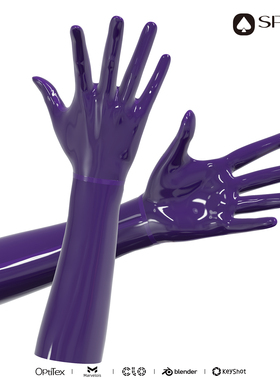 黑色桃 FA001 定制乳胶衣 纯色手套 素色乳胶手套拼接