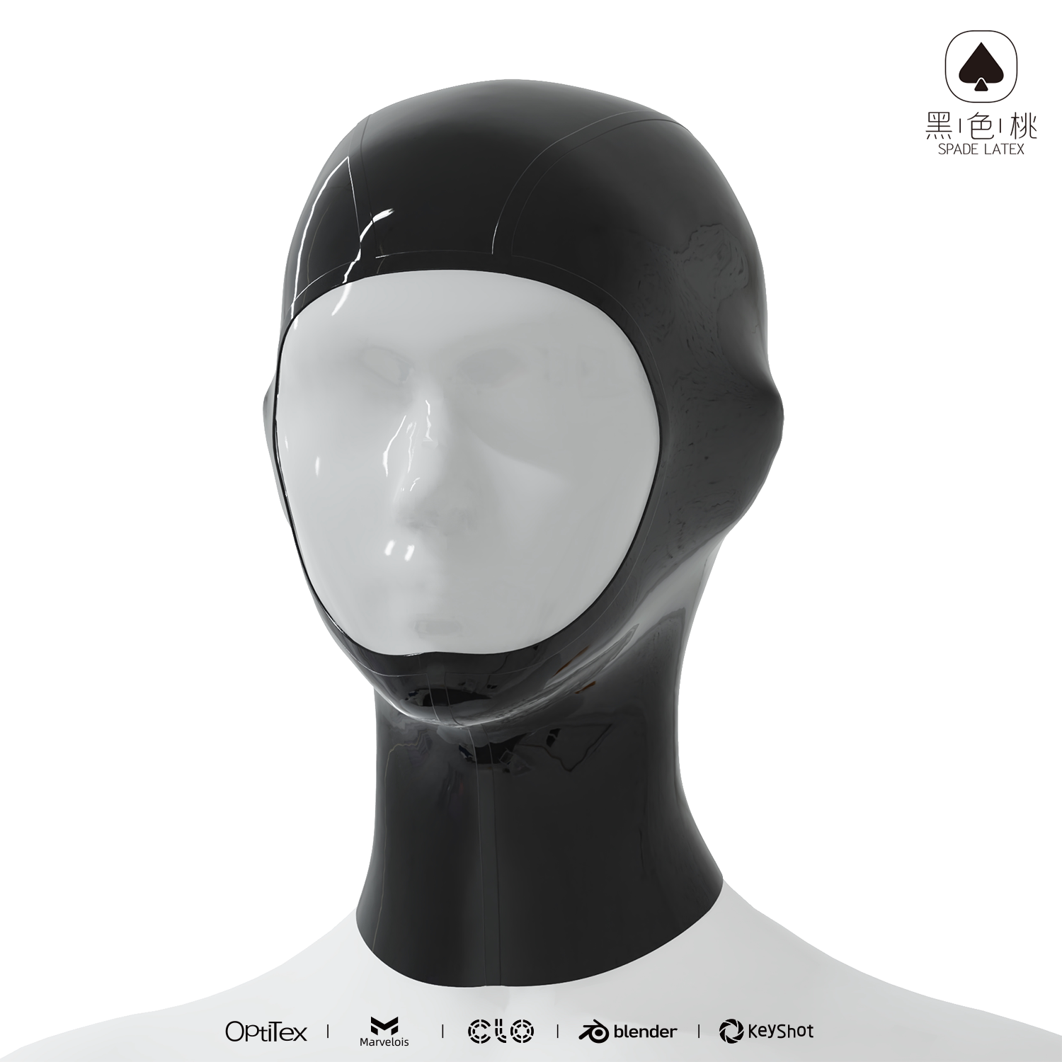 黑色桃 AA011 定制乳胶头套  圆脸 脸窗 全包乳胶头套