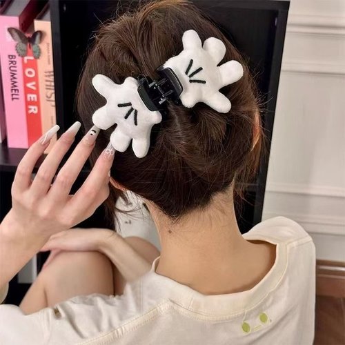 2026时尚2025新款夹子自制米奇抓夹毛绒发夹亚文化可爱米奇手掌抓