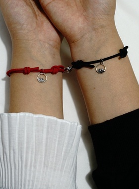 2026时尚新款山盟海誓磁铁相吸情侣手链一对男女学生编织手绳异地