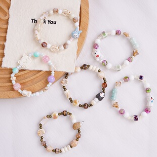 景德镇陶瓷手链可爱小熊卡通无脸男学生小动物儿童百搭手串女