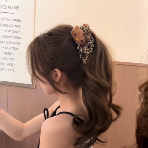 2026时尚豹纹kitty猫香蕉扭扭夹女感后脑勺发夹马尾竖夹发卡夹子