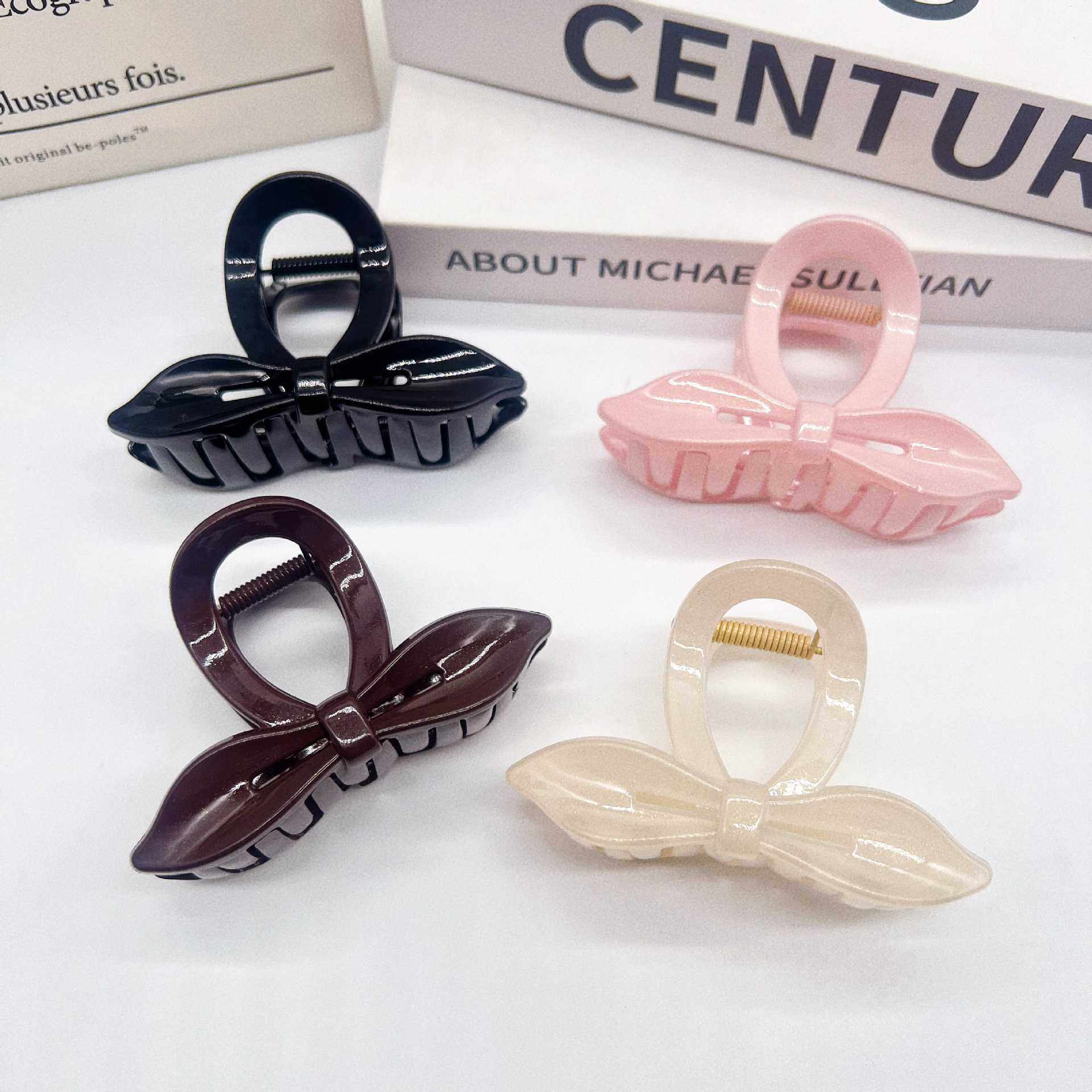 感亚克力糖果色蝴蝶结抓夹女优雅气质鲨鱼夹2025后脑勺盘发夹