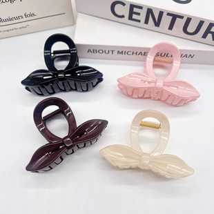 感亚克力糖果色蝴蝶结抓夹女优雅气质鲨鱼夹2025后脑勺盘发夹