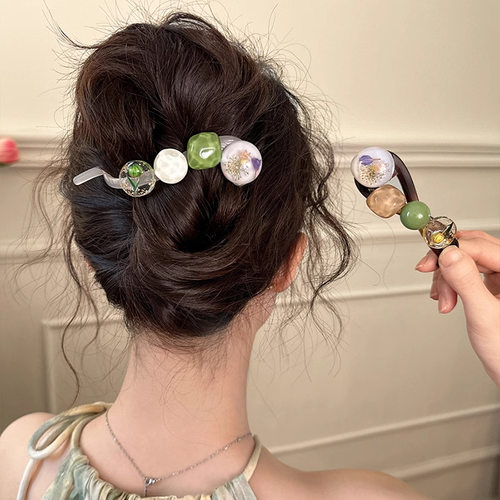 法式复古后脑勺发夹女一字夹盘发抓夹2024新款轻奢扭扭夹发卡头饰