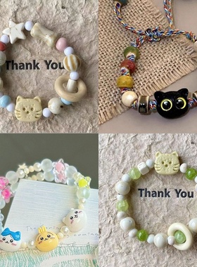 2026时尚景德镇陶瓷手链夏季女感饼干猫咪系列小众百搭设计感手串