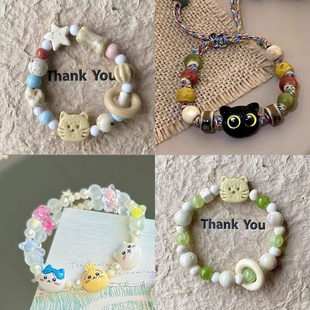 2026时尚 女感饼干猫咪系列小众百搭设计感手串 景德镇陶瓷手链夏季