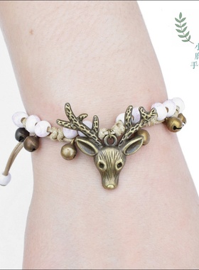 2026时尚日韩简约鹿头手链女士闺蜜甜美纯饰品礼物情侣学生日手作