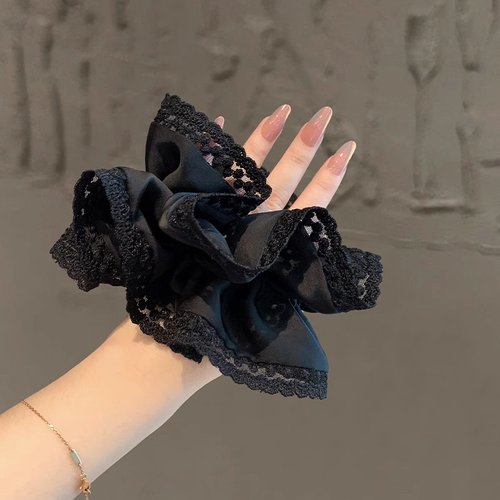 2026时尚法式甜美性感刺绣蕾丝花边肥肠圈双层耐用扎马尾发圈个性