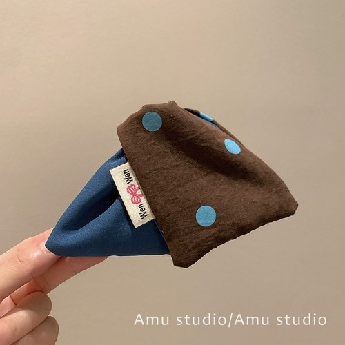 2026时尚韩系蓝咖撞色波点三角贝壳抓夹女气质后脑勺盘发鲨鱼夹