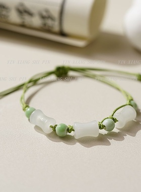 2026时尚考试考研上岸手链女编织手绳新中式国风潮竹节手串饰品小