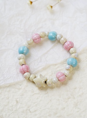 2026时尚一米瓷甜美陶瓷手链饰品学生手工编织手串新中式文艺