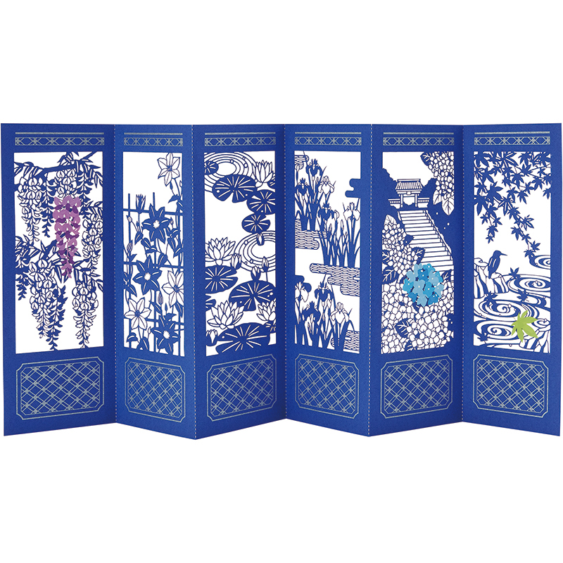 三丽鸥夏日紫藤花紫阳花屏风立体贺卡桌面摆件生日祝福新年万用