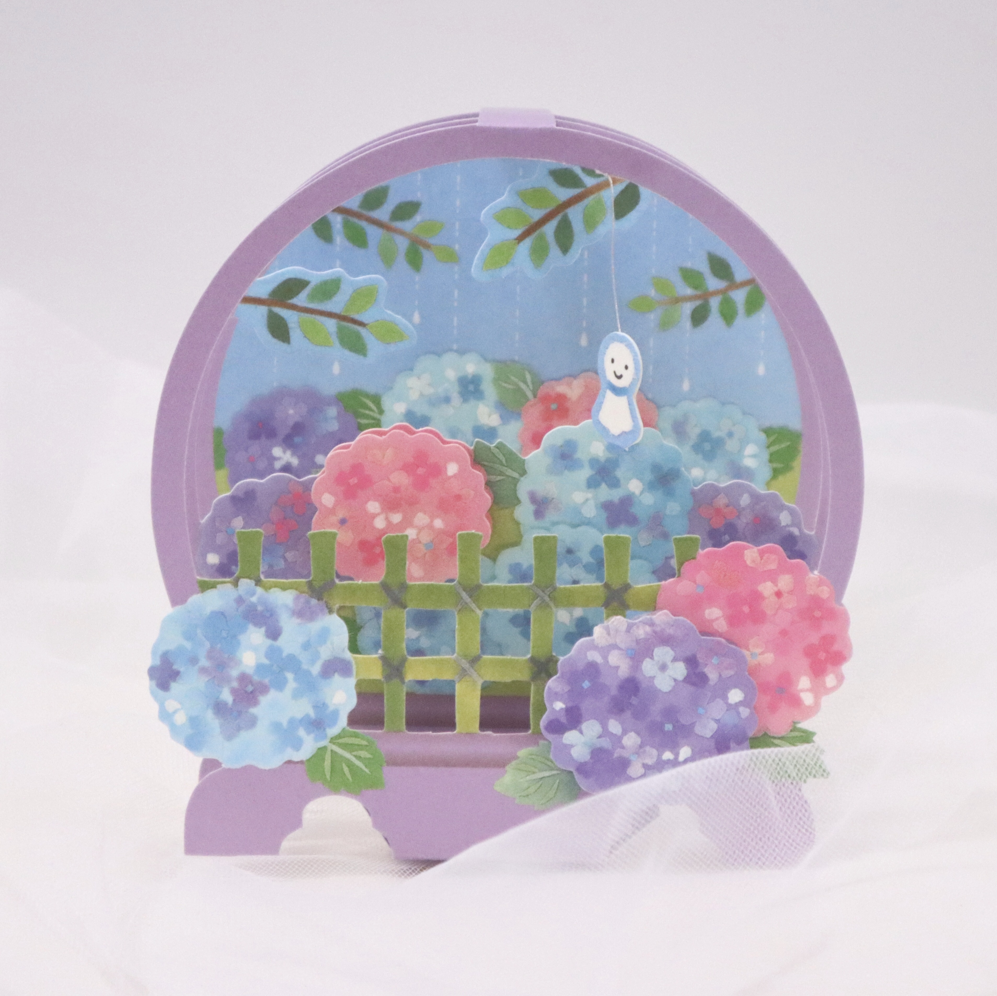 日本夏日紫阳绣球花立体贺卡晴天娃娃新年送老师礼物万用祝福卡