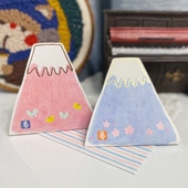 日本购春天樱花立体贺卡少女色粉蓝富士山造型樱花创意烫金卡片