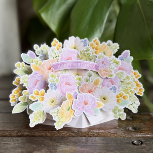 日本新款生日立体花束贺卡春天清新雏菊送闺蜜礼物感谢祝贺留言卡