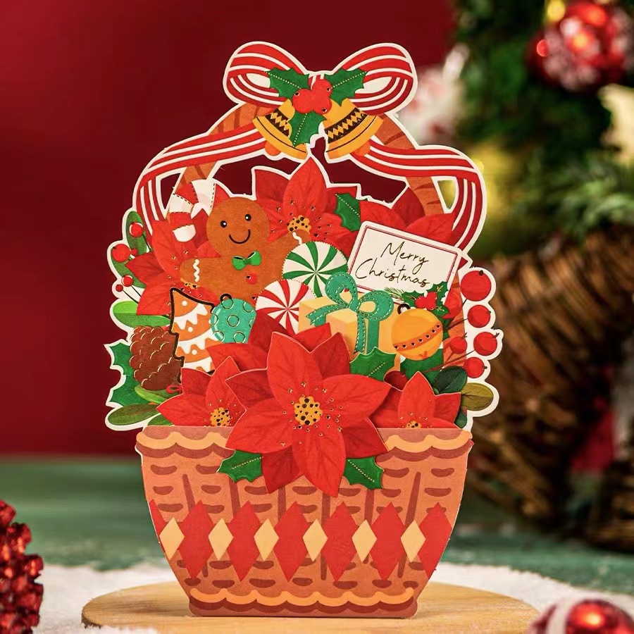 新品圣诞节立体贺卡圣诞树平安夜节日氛围礼物送朋友祝福留言卡片