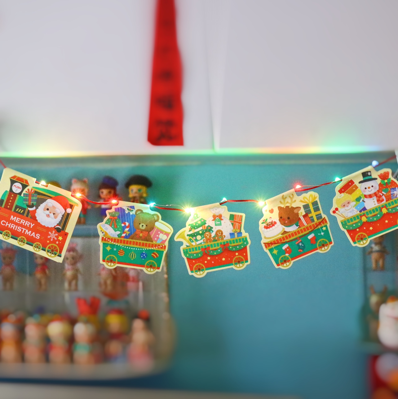 日本音乐灯光圣诞老人小火车贺卡趣味平安夜墙面装饰礼物祝福卡片