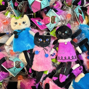 日本圣诞节毛绒猫咪樱桃连衣裙挂件可爱创意黑猫包包挂饰 不挑脸