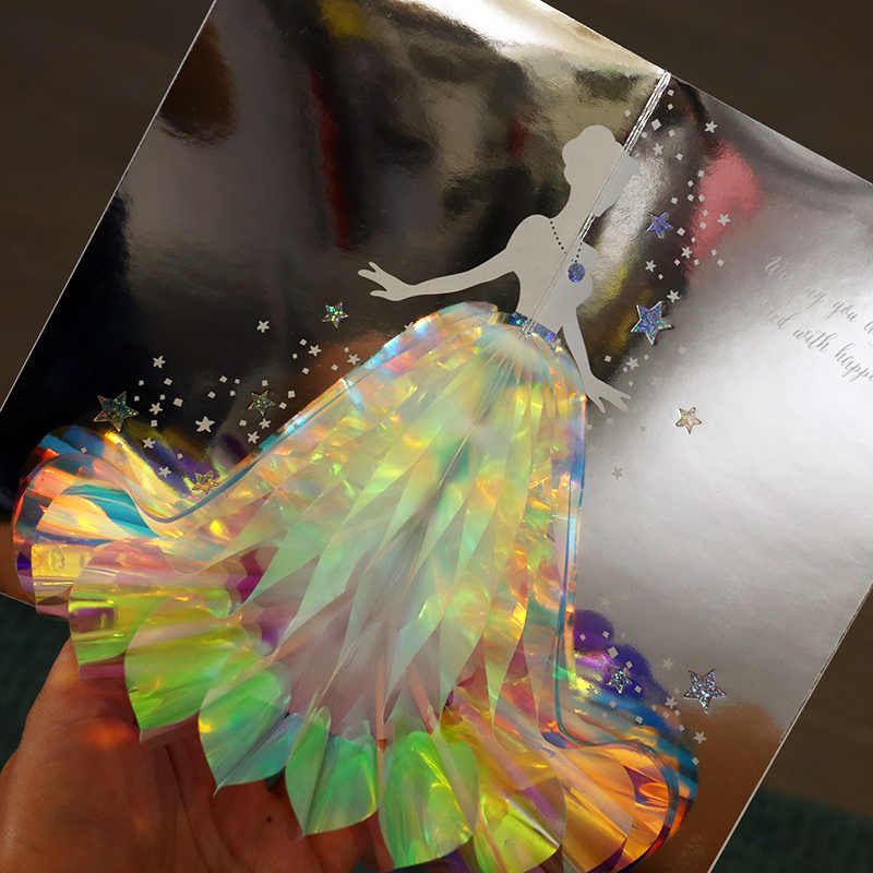 新年送同学少女心贺卡立体闪亮亮礼服结婚礼物万用公主生日卡片