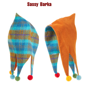 SassyBarka旋转木马双面撞色丝绒羊毛彩色绒球尖顶童话帽子男女