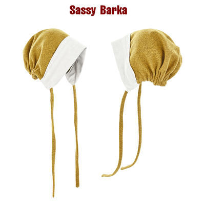 SassyBarka限定设计师款牧曲抽绳护耳包头复古姜黄橄榄绿男女帽子