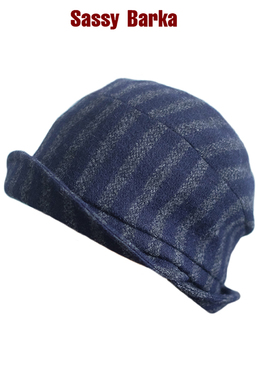 SassyBarka限量国现双卷短檐设计师款条纹立体剪裁渔夫帽子男女