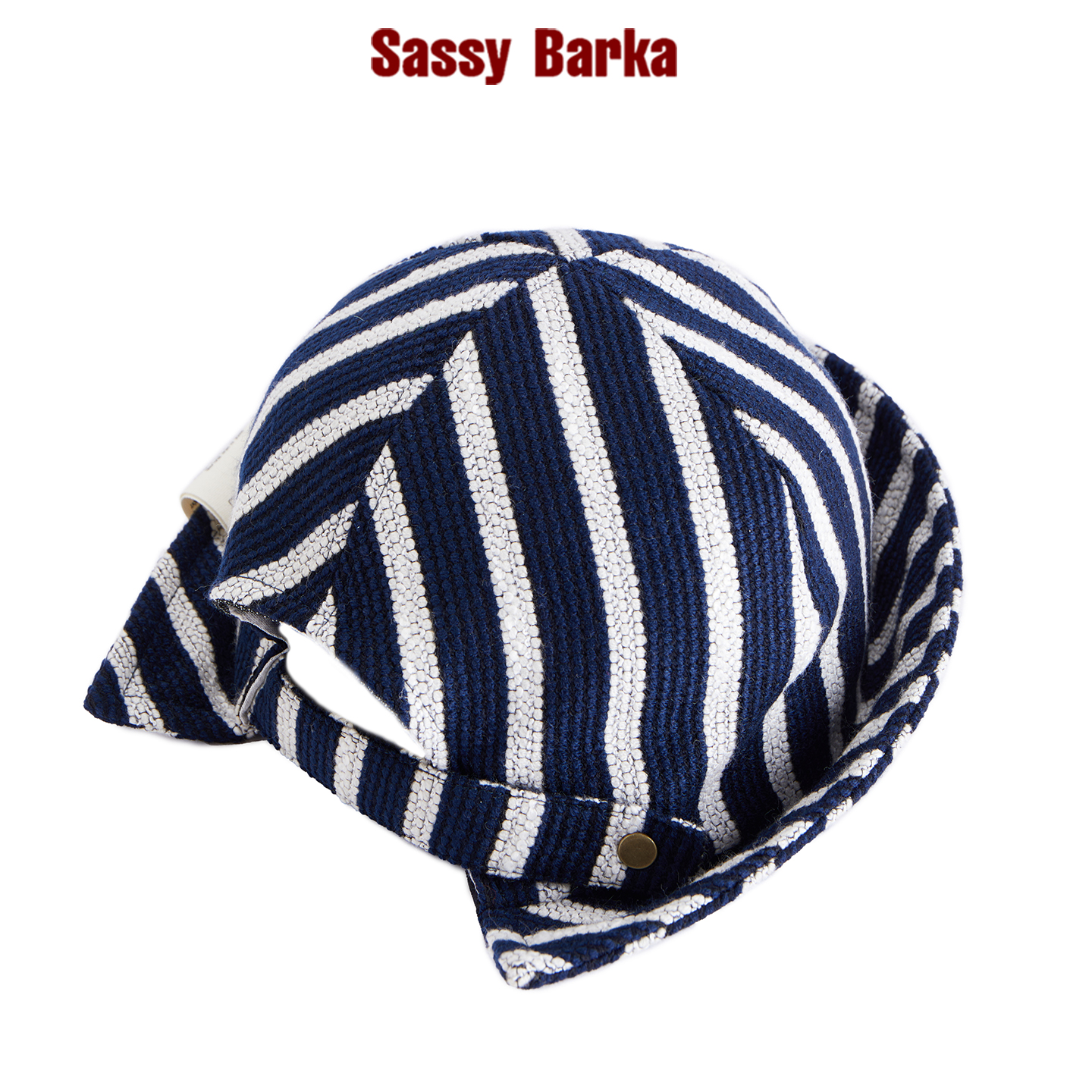 SassyBarka蓝白条纹尖尾牧羊童秋升级圆顶短檐盆帽渔夫帽子男女