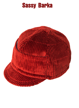 SassyBarka红丝绒鸭舌帽子复古暗红灯芯绒设计师款男女春秋冬平檐