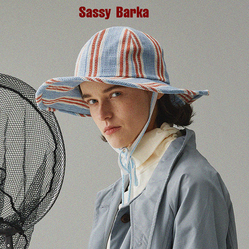 渔夫SassyBarka圆顶条纹系带棉麻