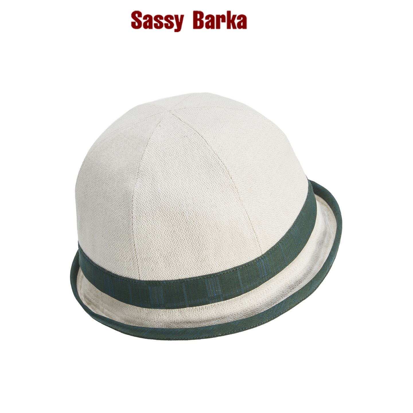 SassyBarka海外版柳林风声设计师款圆顶卷檐白色春夏棉麻渔夫帽子