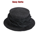 SassyBarka限量设计师款 手编伯明翰黑色短檐平顶夏遮阳防晒草帽