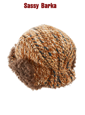 SassyBarka极地牧羊人限量设计师款编织纹卷绒加厚秋冬保暖帽子