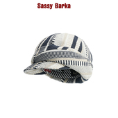 SassyBarka限量国现斑马线报童帽头包脸鸭舌不对称设计条纹蓝白