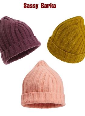 SassyBarka三角函数针织冷帽包头帽亮粉姜黄紫色男女秋冬保暖基础