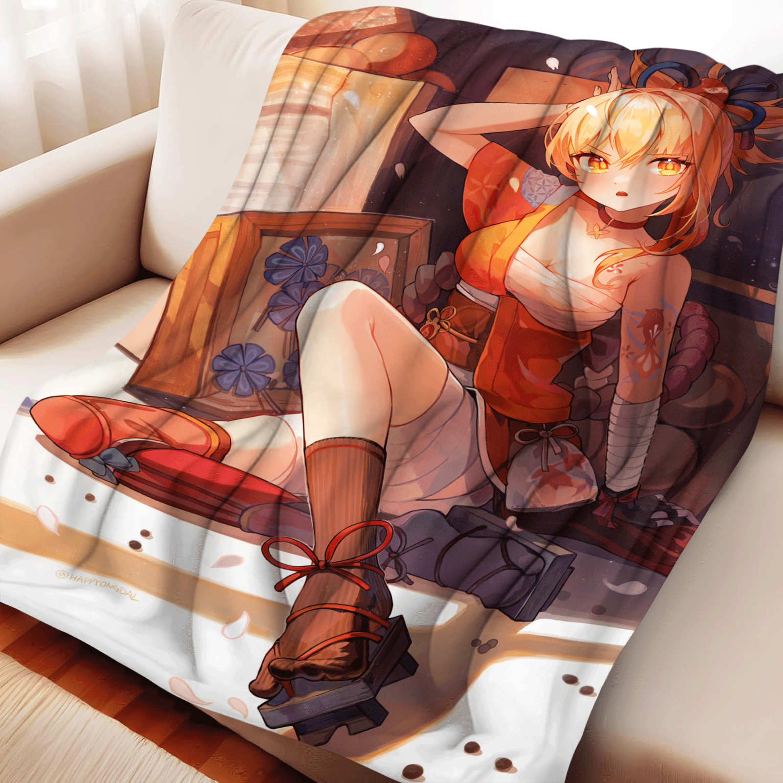 原神宵宫法兰绒毛毯盖毯动漫毛毯家居外出保暖法兰绒毯学生