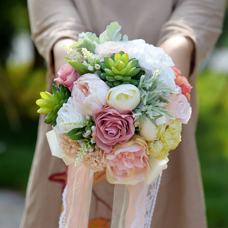 森系旅拍手捧花歐式新娘結婚唯美手工仿真芍藥玫瑰植物多肉花球在類目 鮮花速遞/花卉仿真/綠植園藝, 婚禮鮮花布置, 新娘手捧花中 - 來自Buy2taobao.com提供專業的淘寶代購服務