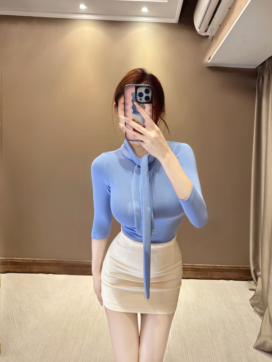 思瑞 品质羊绒围巾领中袖上衣 江南美人高级气质修身OL显胸打底衫,女装/女士精品,T恤,淘宝优惠券,粉丝福利购,淘宝优惠卷