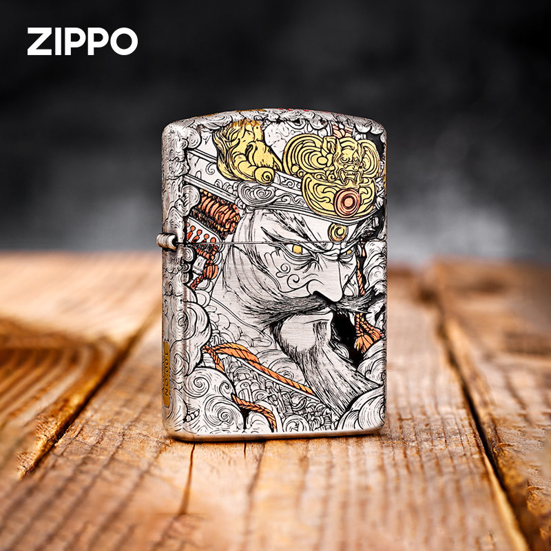 zippo打火机原装正品盔甲错金银幕府将军煤油防风送男友礼物收藏
