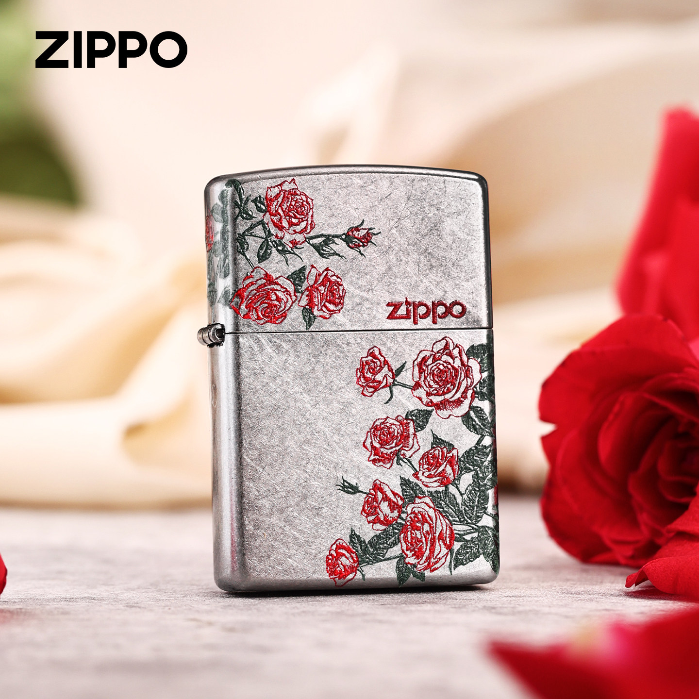 Zippo之宝彩印玫瑰打火机送礼