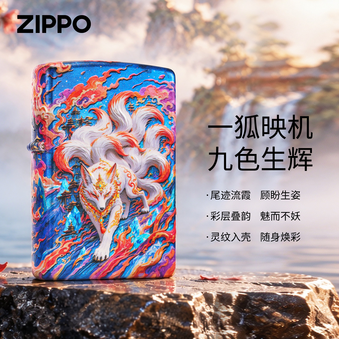 Zippo芝宝镀银九尾狐防风打火机