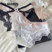 半透网纱短裤 六只兔子性感纯欲内裤 女纯棉底裆低腰蕾丝女士三角裤
