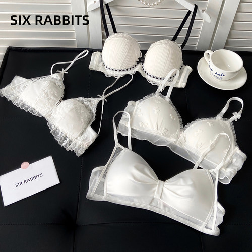 六只兔子薄款显瘦蕾丝收副乳内衣