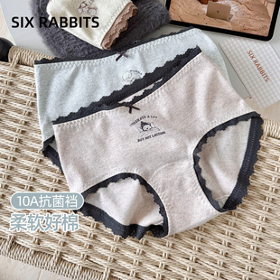 中腰全包臀女士三角裤 女10A抑菌纯棉底裆短裤 内裤 六只兔子3条装